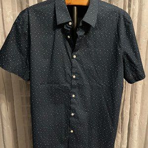 Perry Ellis Men's XXL blue polka dot short-sleeve button-down shirt
